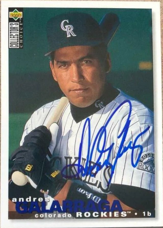 Andres Galarraga Signed 1995 Collector's Choice Baseball Card - Colorado Rockies