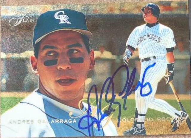 Andres Galarraga Signed 1995 Flair Baseball Card - Colorado Rockies - PastPros