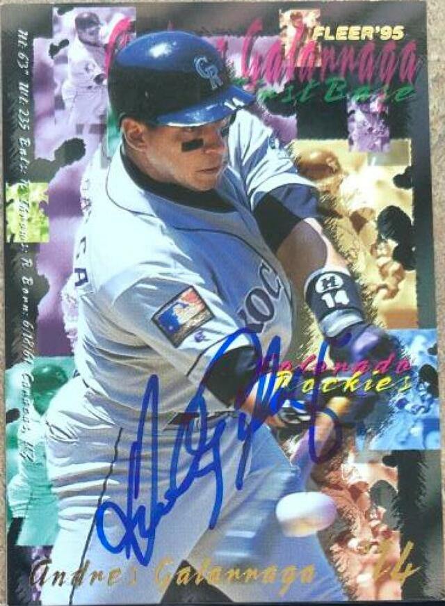 Andres Galarraga Signed 1995 Fleer Baseball Card - Colorado Rockies - PastPros