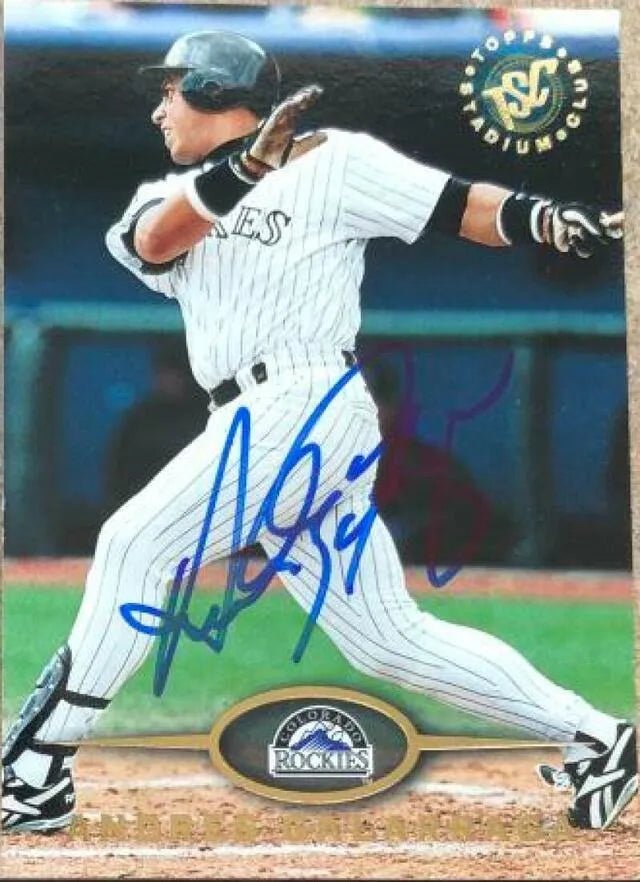 Andres Galarraga Signed 1995 Stadium Club Baseball Card - Colorado Rockies