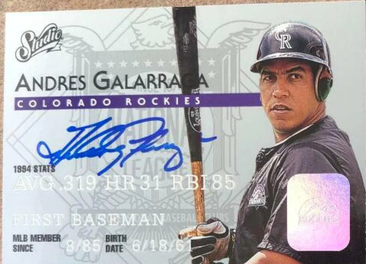 Andres Galarraga Signed 1995 Studio Baseball Card - Colorado Rockies