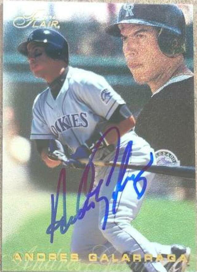 Andres Galarraga Signed 1996 Flair Baseball Card - Colorado Rockies - PastPros