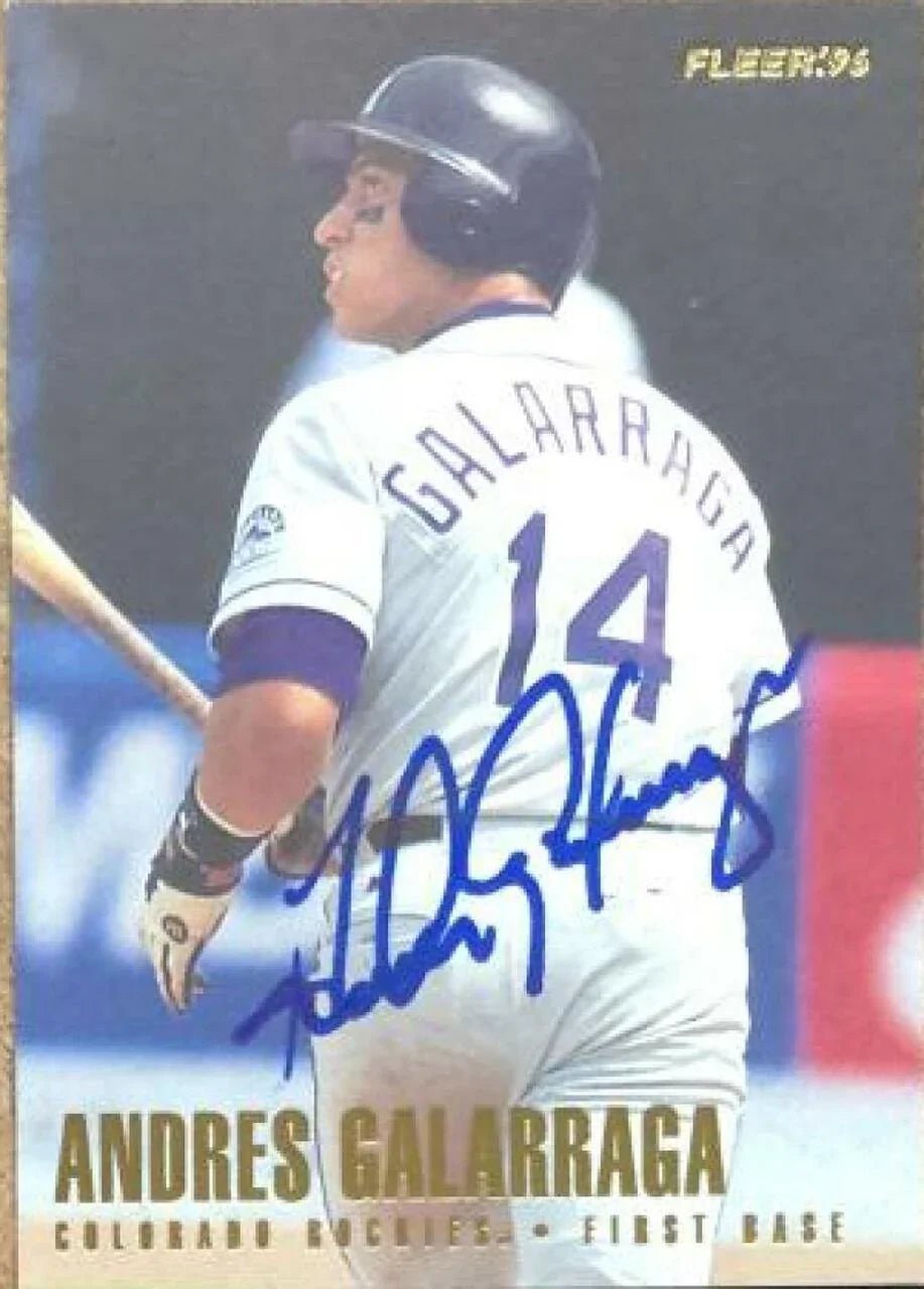 Andres Galarraga Signed 1996 Fleer Baseball Card - Colorado Rockies