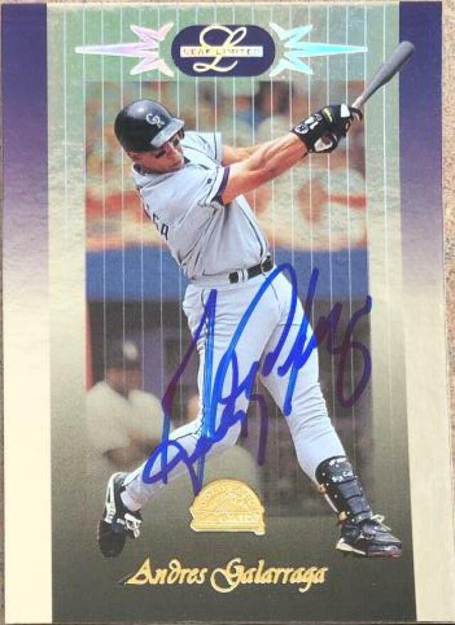 Andres Galarraga Signed 1996 Leaf Limited Baseball Card - Colorado Rockies - PastPros