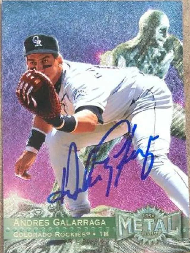 Andres Galarraga Signed 1996 Metal Universe Baseball Card - Colorado Rockies