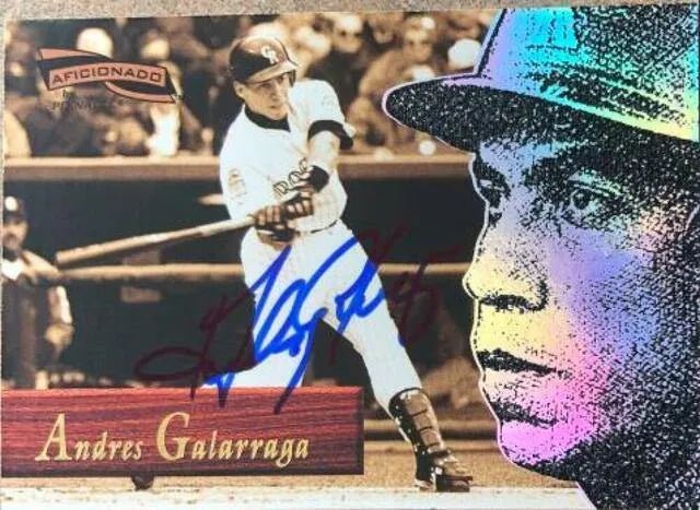 Andres Galarraga Signed 1996 Pinnacle Aficionado Baseball Card - Colorado Rockies