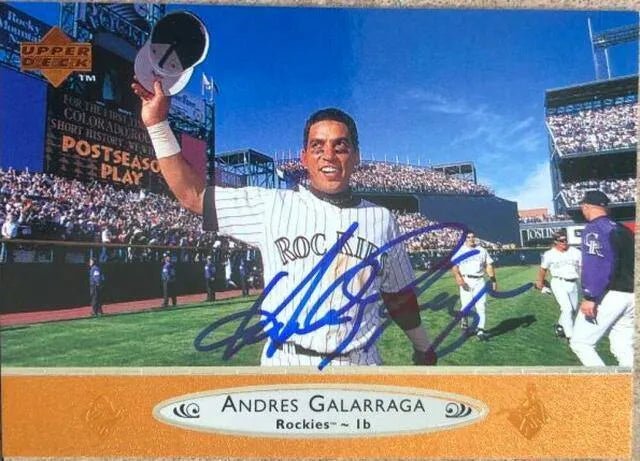 Andres Galarraga Signed 1996 Upper Deck Baseball Card - Colorado Rockies