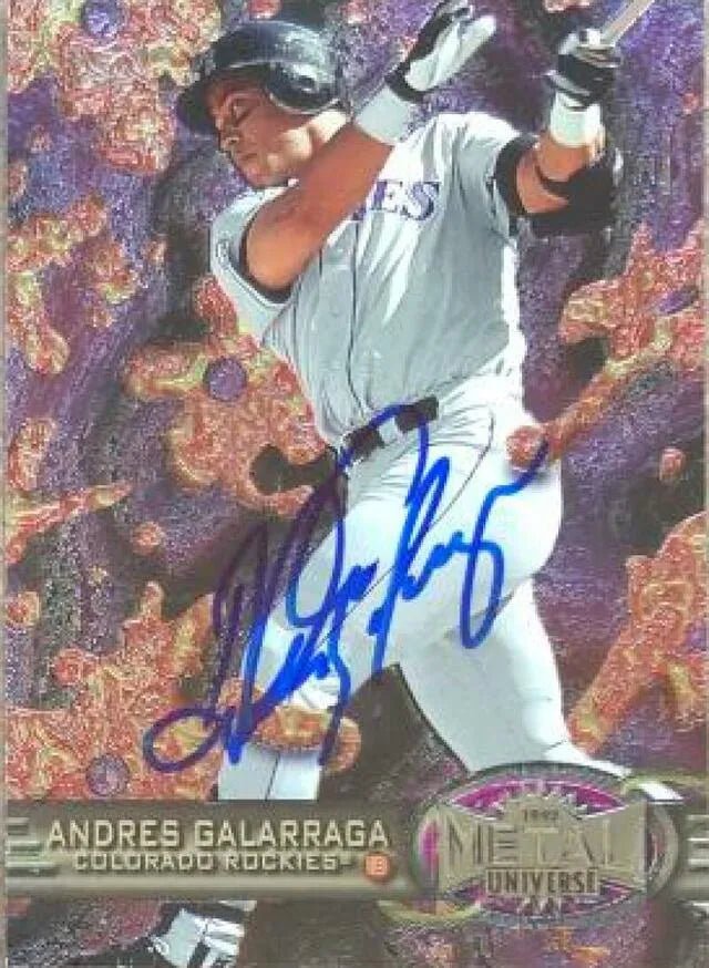 Andres Galarraga Signed 1997 Metal Universe Baseball Card - Colorado Rockies