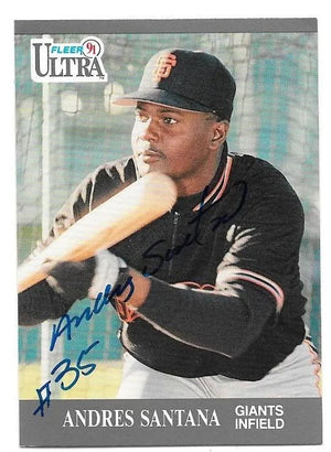 Andres Santana Signed 1991 Fleer Ultra Baseball Card - San Francisco Giants