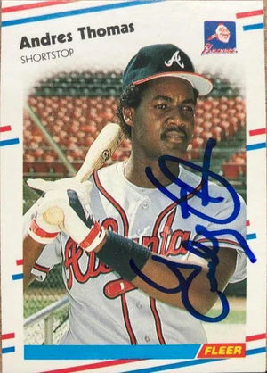 Andres Thomas Signed 1988 Fleer Baseball Card - Atlanta Braves - PastPros