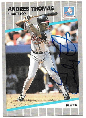 Andres Thomas Signed 1989 Fleer Baseball Card - Atlanta Braves