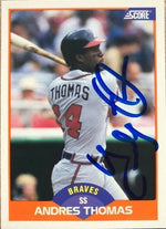 Andres Thomas Signed 1989 Score Baseball Card - Atlanta Braves