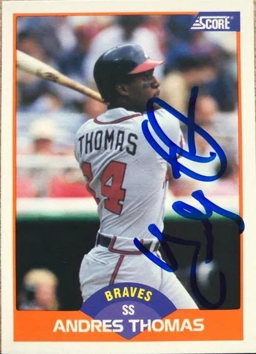 Andres Thomas Signed 1989 Score Baseball Card - Atlanta Braves