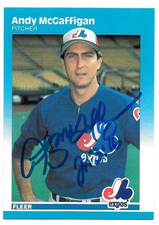Andy McGaffigan Signed 1987 Fleer Baseball Card - Montreal Expos - PastPros