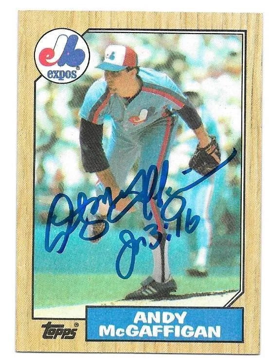 Andy McGaffigan Signed 1987 Topps Baseball Card - Montreal Expos