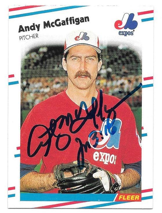 Andy McGaffigan Signed 1988 Fleer Baseball Card - Montreal Expos - PastPros