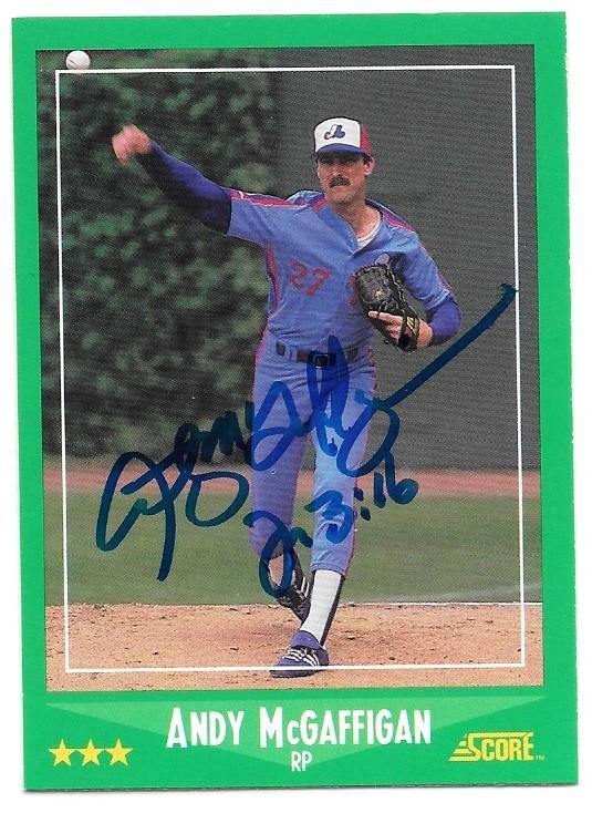 Andy McGaffigan Signed 1988 Score Baseball Card - Montreal Expos - PastPros