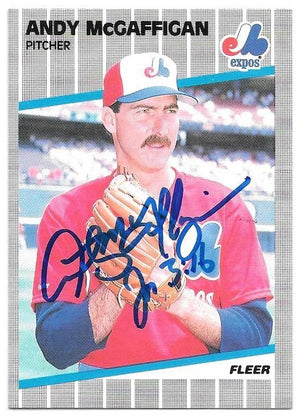 Andy McGaffigan Signed 1989 Fleer Baseball Card - Montreal Expos - PastPros
