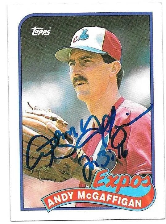 Andy McGaffigan Signed 1989 Topps Baseball Card - Montreal Expos