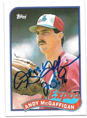 Andy McGaffigan Signed 1989 Topps Baseball Card - Montreal Expos