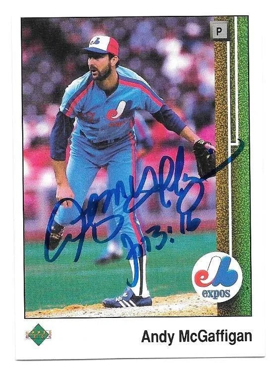 Andy McGaffigan Signed 1989 Upper Deck Baseball Card - Montreal Expos