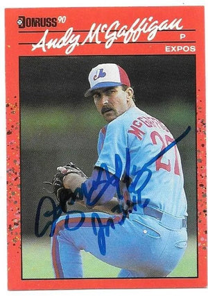 Andy McGaffigan Signed 1990 Donruss Baseball Card - Montreal Expos