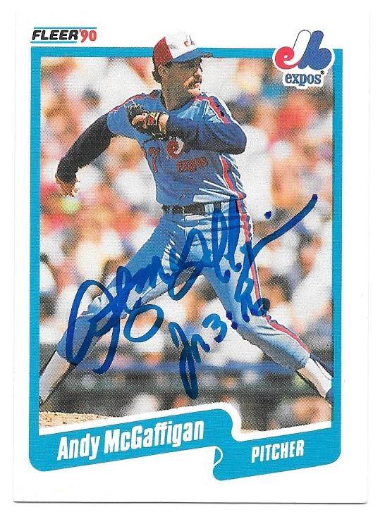 Andy McGaffigan Signed 1990 Fleer Baseball Card - Montreal Expos - PastPros