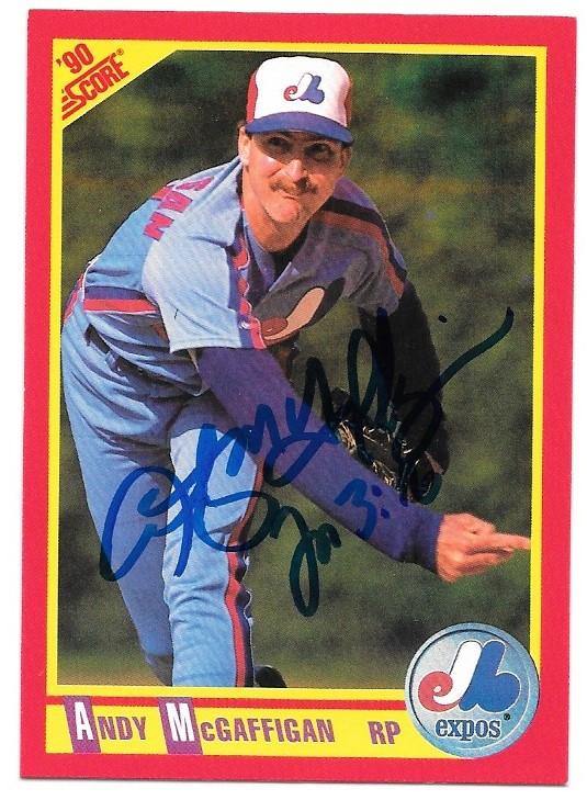Andy McGaffigan Signed 1990 Score Baseball Card - Montreal Expos - PastPros