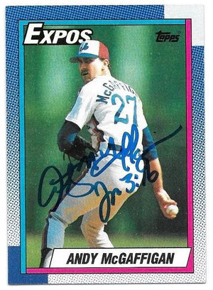 Andy McGaffigan Signed 1990 Topps Baseball Card - Montreal Expos