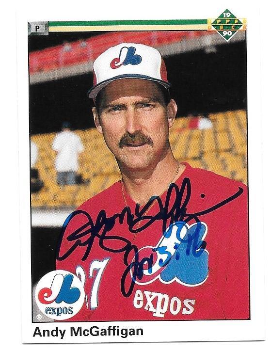 Andy McGaffigan Signed 1990 Upper Deck Baseball Card - Montreal Expos - PastPros