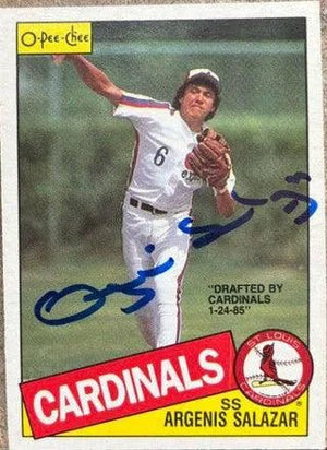 Angel Salazar Signed 1985 O-Pee-Chee Baseball Card - St Louis Cardinals