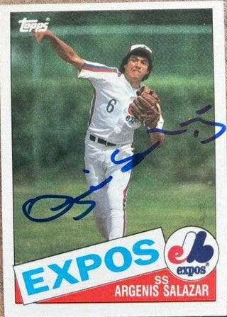 Angel Salazar Signed 1985 Topps Baseball Card - Montreal Expos