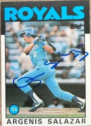 Angel Salazar Signed 1986 Topps Traded Baseball Card - Kansas City Royals