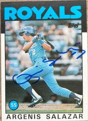 Angel Salazar Signed 1986 Topps Traded Baseball Card - Kansas City Royals - PastPros