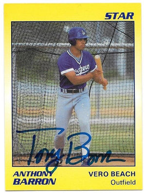 Anthony Barron Signed 1990 Star Baseball Card - Vero Beach Dodgers - PastPros