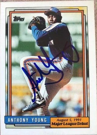 Anthony Young Signed 1992 Topps MLB Debut Baseball Card - New York Mets