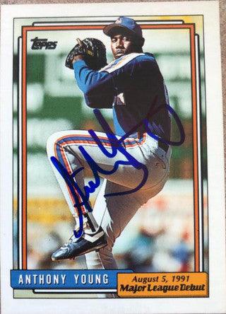 Anthony Young Signed 1992 Topps MLB Debut Baseball Card - New York Mets - PastPros
