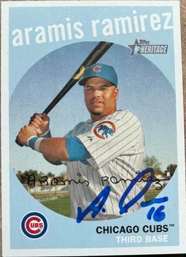 Aramis Ramirez Signed 2008 Topps Heritage Baseball Card - Chicago Cubs
