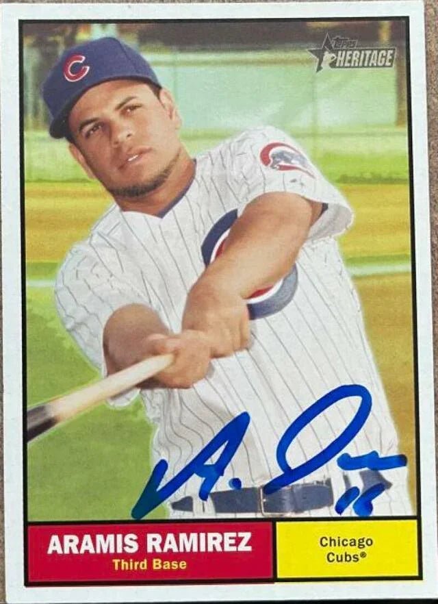 Aramis Ramirez Signed 2010 Topps Heritage Baseball Card - Chicago Cubs
