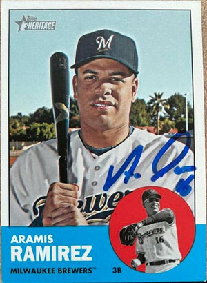 Aramis Ramirez Signed 2012 Topps Heritage Baseball Card - Milwaukee Brewers - PastPros