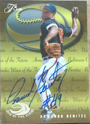 Armando Benitez Signed 1995 Flair Wave of the Future Baseball Card - Baltimore Orioles