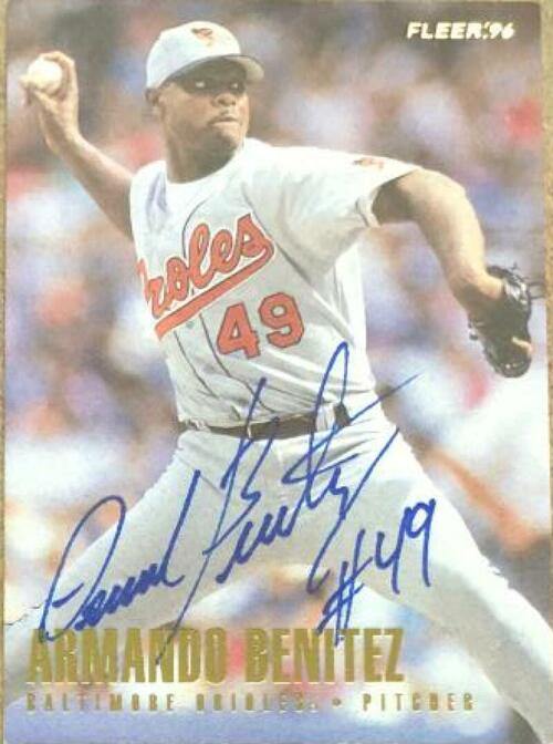 Armando Benitez Signed 1996 Fleer Baseball Card - Baltimore Orioles - PastPros