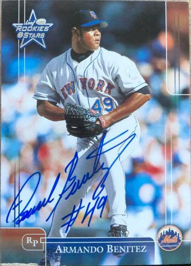 Armando Benitez Signed 2002 Leaf Rookies & Stars Baseball Card - New York Mets - PastPros