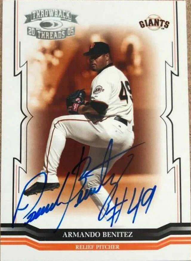 Armando Benitez Signed 2005 Donruss Throwback Threads Baseball Card - San Francisco Giants
