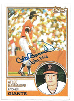 Atlee Hammaker Signed 1983 Topps Baseball Card - San Francisco Giants