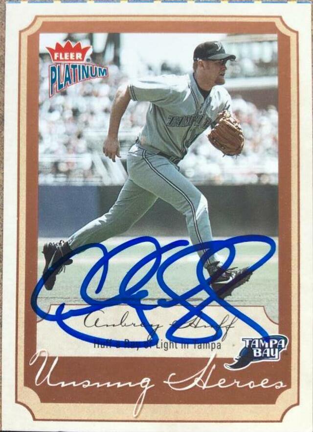Aubrey Huff Signed 2003 Fleer Platinum Baseball Card - Tampa Bay Devil Rays - PastPros