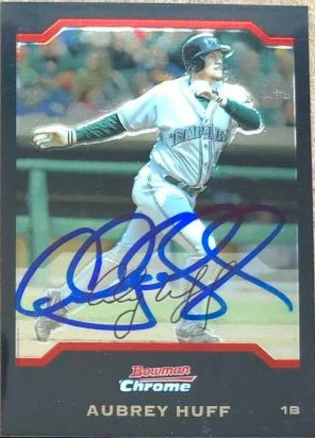 Aubrey Huff Signed 2004 Bowman Chrome Baseball Card - Tampa Bay Devil Rays