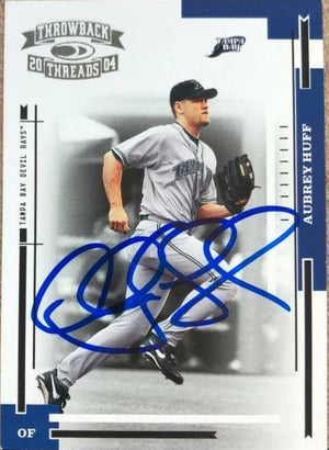 Aubrey Huff Signed 2004 Donruss Throwback Threads Baseball Card - Tampa Bay Devil Rays