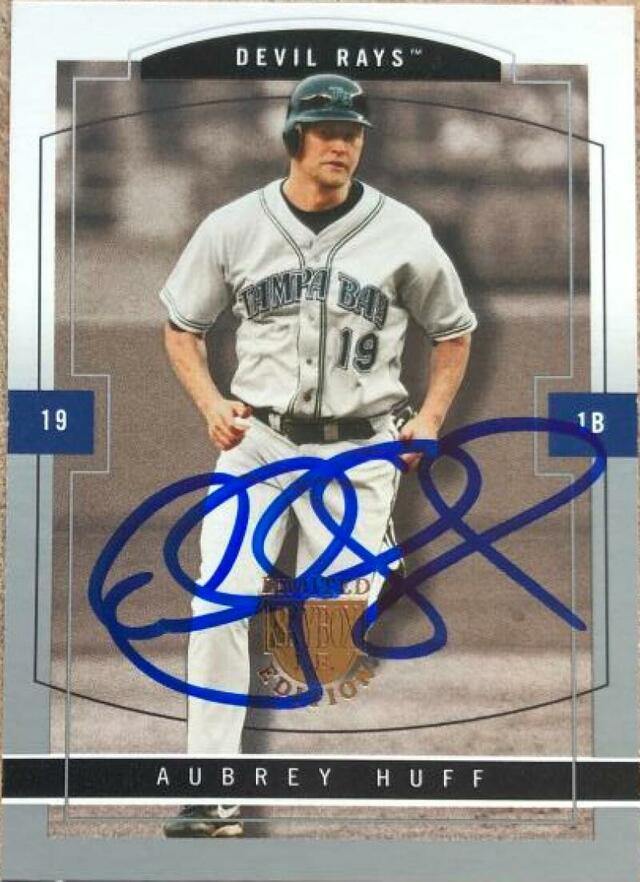 Aubrey Huff Signed 2004 Skybox Limited Edition Baseball Card - Tampa Bay Devil Rays - PastPros