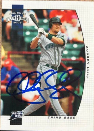 Aubrey Huff Signed 2005 Donruss Team Heroes Baseball Card - Tampa Bay Devil Rays